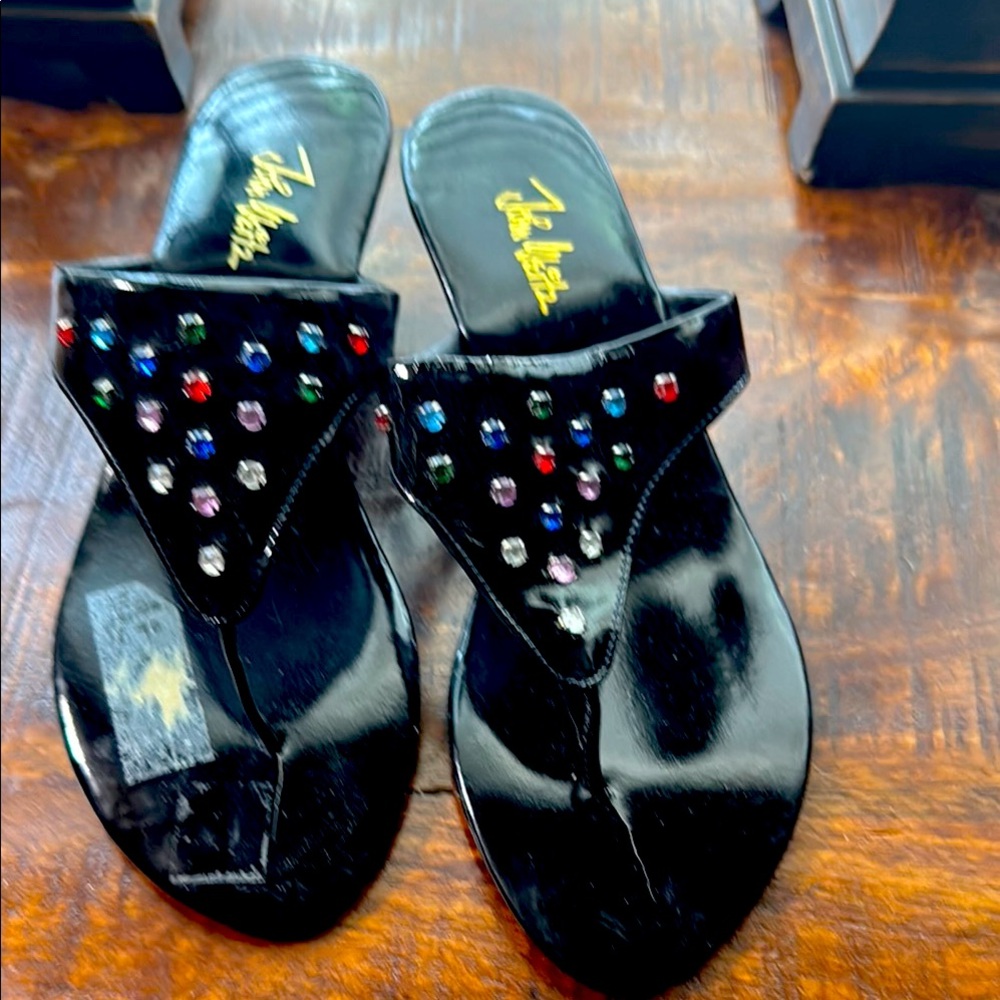 Zalo Women's Black Sandals with Multicolor Accents
